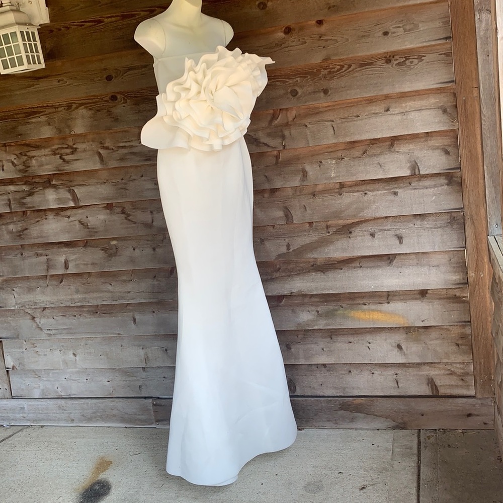 White fit and flare ball gown